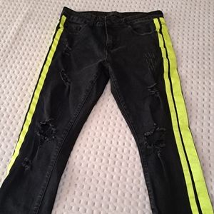 THRT  Ripped Jeans W / Yellow Line Denim black size 30